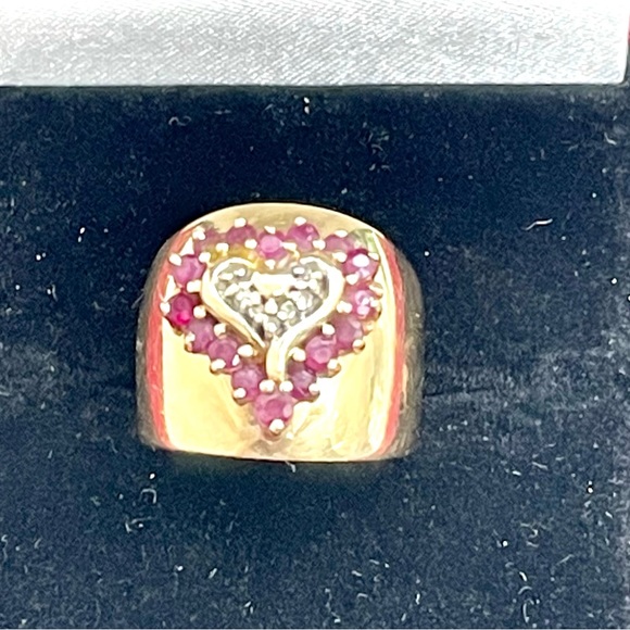 Jewelry - 14k heavy Ruby and Diamond Heart Ring